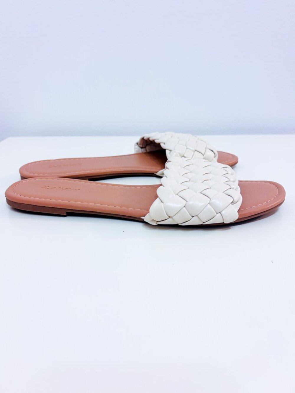 OLD NAVY Beige Woven Slide Sandals | Braided Minimalist | Size 8 - Picture 3 of 6